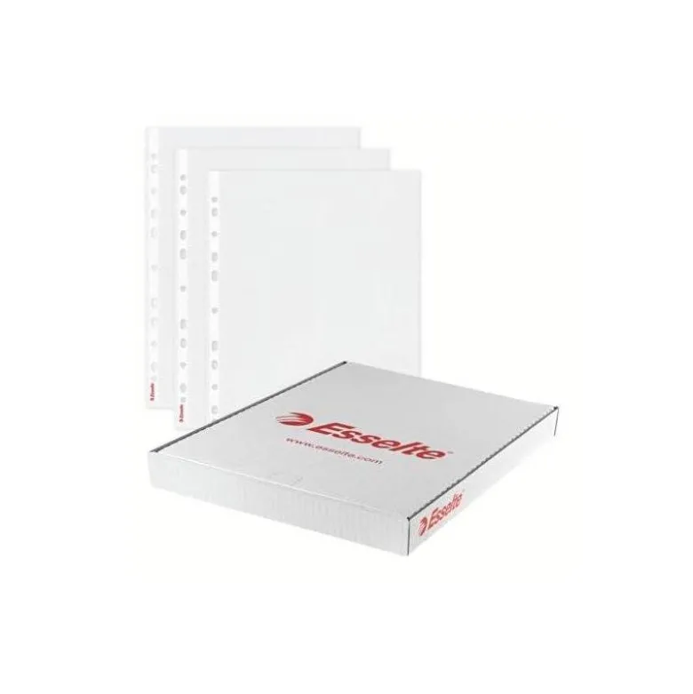 FUNDA MULTITALADRO ESSELTE FOLIO POLIPROPILENO PIEL DE NARANJA 60 MC CON REFUERZO CAJA DE 100 UNIDADES