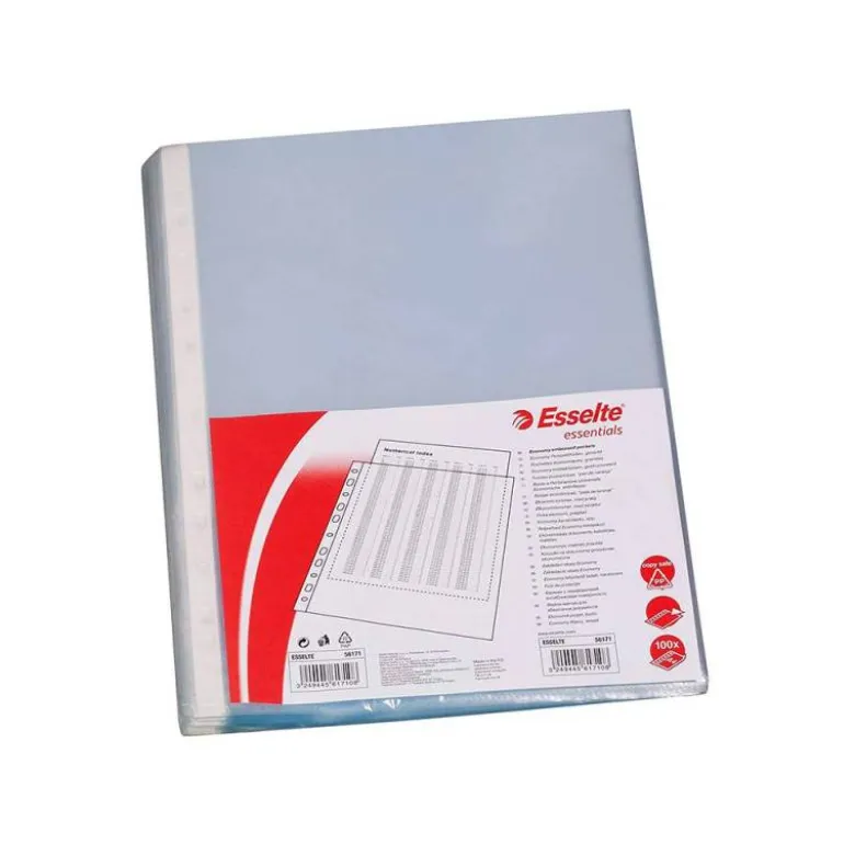 Funda Multitaladro Esselte Tamaño Folio Cristal 16 taladros 80 MC Caja 100 uds