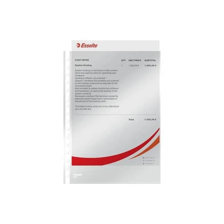Funda Multitaladro Esselte Tamaño Folio Cristal 16 taladros 80 MC Caja 100 uds