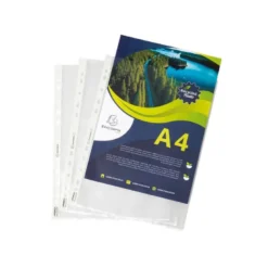 FUNDA MULTITALADRO EXACOMPTA RECICLADA POLIPROPILENO 60 MC DIN A4 PIEL DE NARANJA CAJA DE 100 UNIDADES