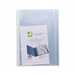 Funda multitaladro marca Q-Connect Din A4 80 mc cristal caja de 25 ud