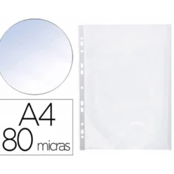Funda multitaladro marca Q-Connect Din A4 80 mc cristal caja de 25 ud