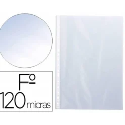 Funda Multitaladro Q-Connect Tamaño Folio 120 MC Cristal Bolsa 10 uds