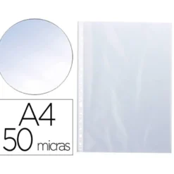 Funda Multitaladro Q-Connect Din A4 50 MC Cristal Bolsa de 100 unidades