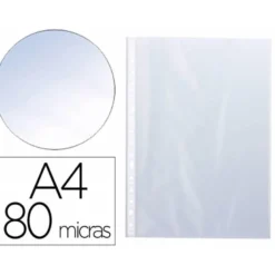 Funda Multitaladro Q-Connect Din A4 80 MC Cristal Caja de 100 unidades