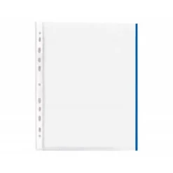 Funda Multitaladro Q-Connect Din A4 70 MC Cristal con Borde Azul Bolsa 10 unidades