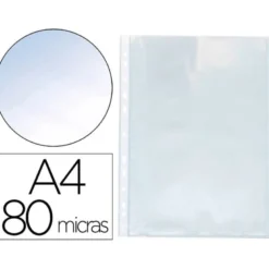 FUNDA MULTITALADRO Q-CONNECT DIN A4 80 MC CRISTAL CAJA DE 1400 UNIDADES
