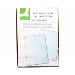 Funda portadocumento Q-connect cuarto 140 micras pvc transparente