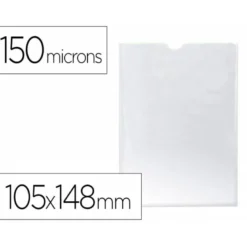 Funda portadocumento Q-connect din a6 150 micras pvc transparente con uñero