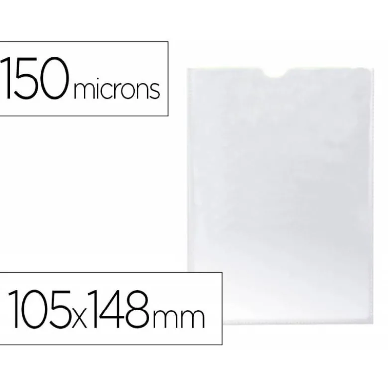 Funda portadocumento Q-connect din a6 150 micras pvc transparente con uñero