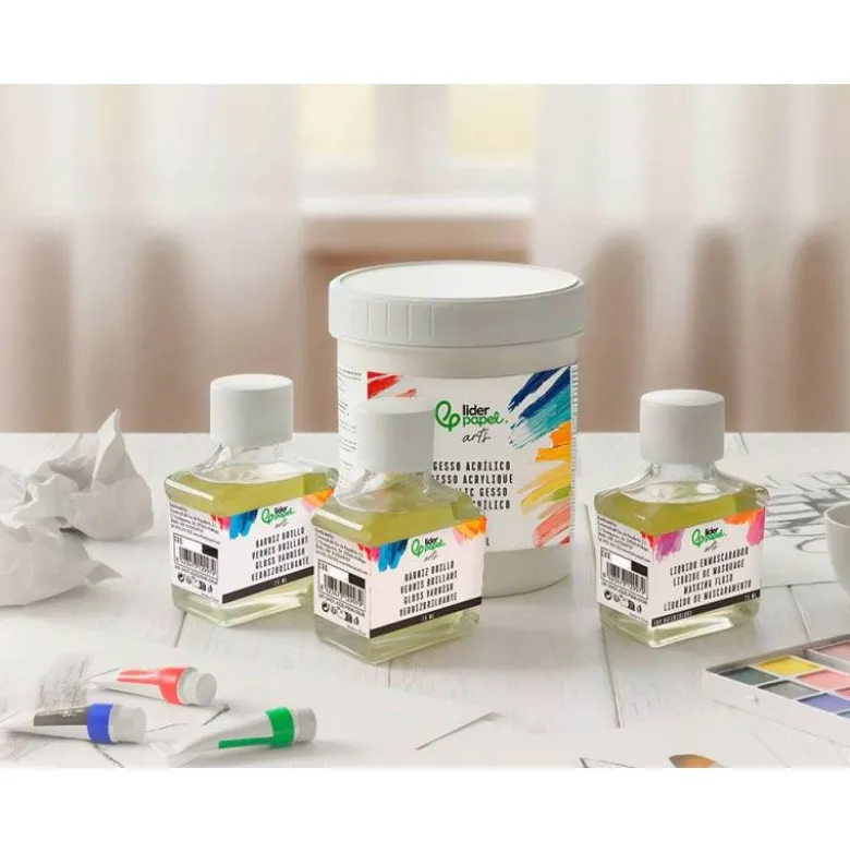 GESSO LIDERPAPEL ADITIVO PARA ACRILICO PREPARADOR DE SUPERFICIE BOTE DE 1 LITRO