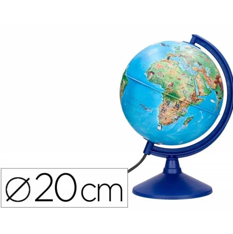 GLOBO TERRAQUEO LIDERPAPEL CON LUZ FISICO Y POLITICO CON ANIMALES DIAMETRO 20 CM