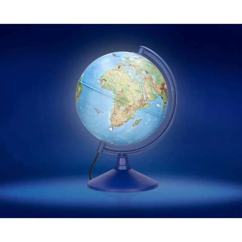 GLOBO TERRAQUEO LIDERPAPEL CON LUZ FISICO Y POLITICO CON ANIMALES DIAMETRO 20 CM