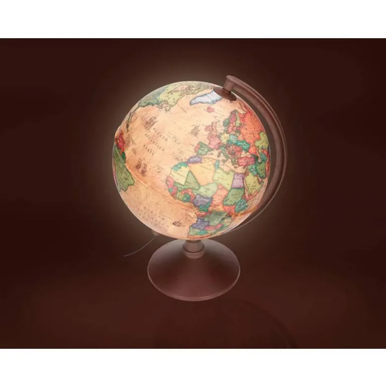 GLOBO TERRAQUEO LIDERPAPEL CON LUZ FISICO Y POLITICO ESTILO ANTIGUO DIAMETRO 26 CM