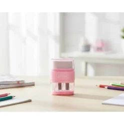 GOMA DE BORRAR LIDERPAPEL RECTANGULAR CON PROTECTOR PLASTICO SACAPUNTAS 2 USOS COLORES SURTIDOS