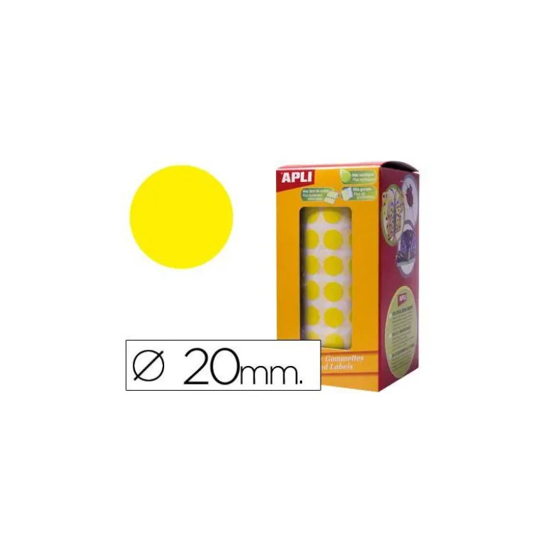 Gomets Apli circulares color amarillo 20mm