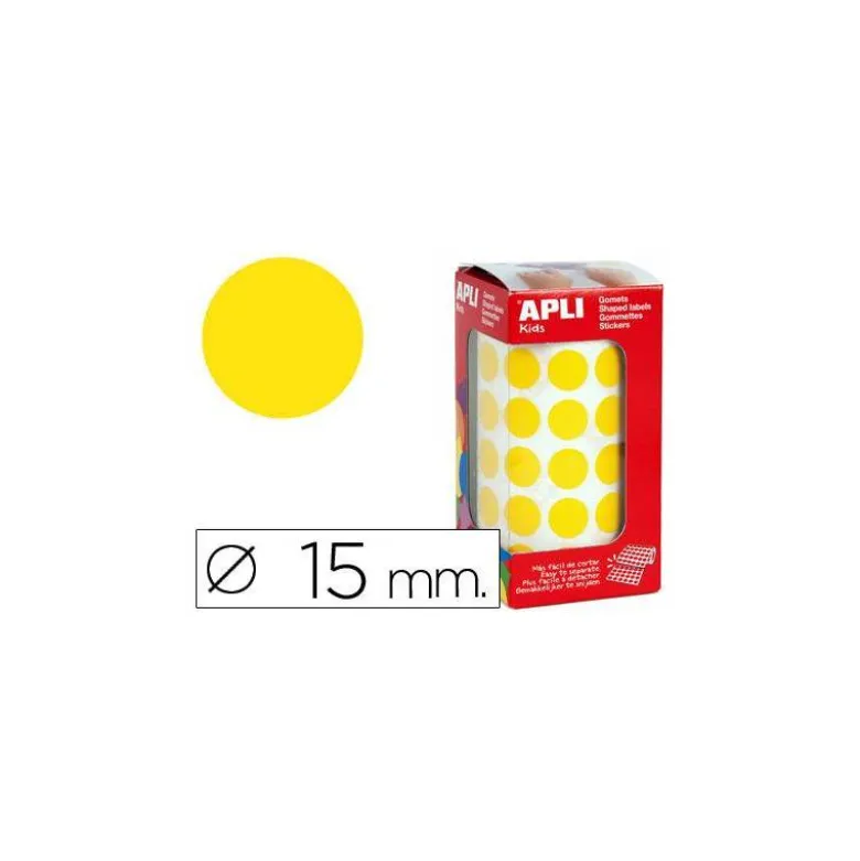 Gomets Apli circulares color amarillo 15mm
