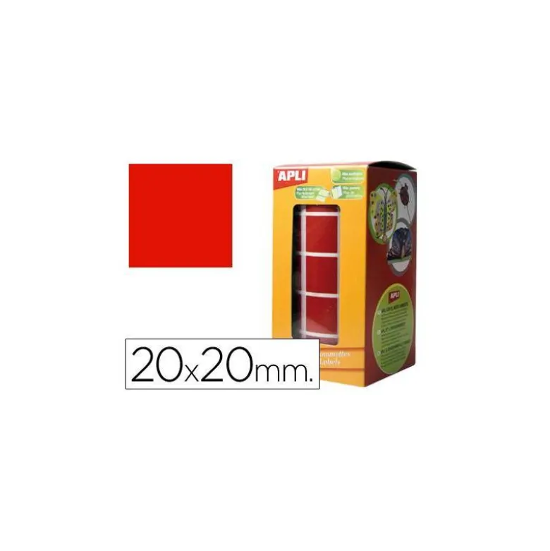 Gomets Apli cuadrados color rojo 20x20mm