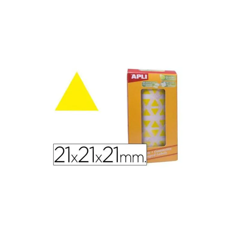 Gomets Apli triangulares color Amarillo 21x21x21mm