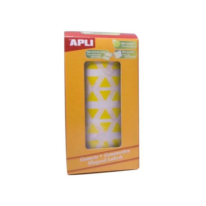 Gomets Apli triangulares color Amarillo 21x21x21mm
