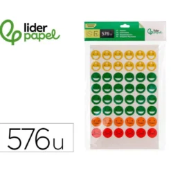 GOMETS ESCOLAR LIDERPAPEL CARAS BOLSA DE 12 HOJAS 48 CARAS POR HOJA SURTIDOS