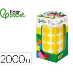 GOMETS LIDERPAPEL AUTOADHESIVO S CIRCULOS 20 MM AMARILLO ROLLO DE 2000 UNIDADES EN CAJA DE CARTON