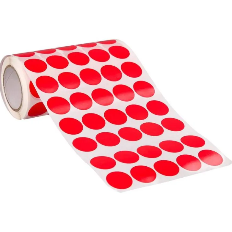 GOMETS LIDERPAPEL AUTOADHESIVO S CIRCULOS 20 MM ROJO ROLLO DE 2000 UNIDADES EN CAJA DE CARTON