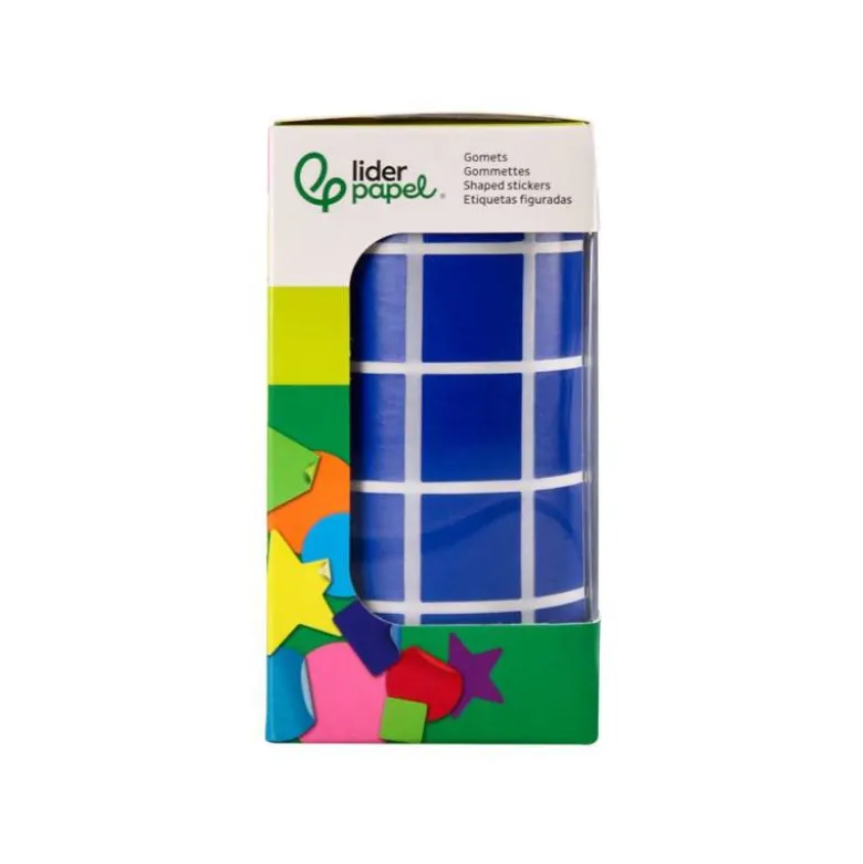 GOMETS LIDERPAPEL AUTOADHESIVO S CUADRADO 20X20 MM AZUL ROLLO DE 2000 UNIDADES EN CAJA DE CARTON