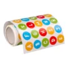 GOMETS LIDERPAPEL AUTOADHESIVO S REDONDO ABECEDARIO 20 MM COLORES SURTIDOS ROLLO DE 1000 UNIDADES EN CAJA DE CARTON