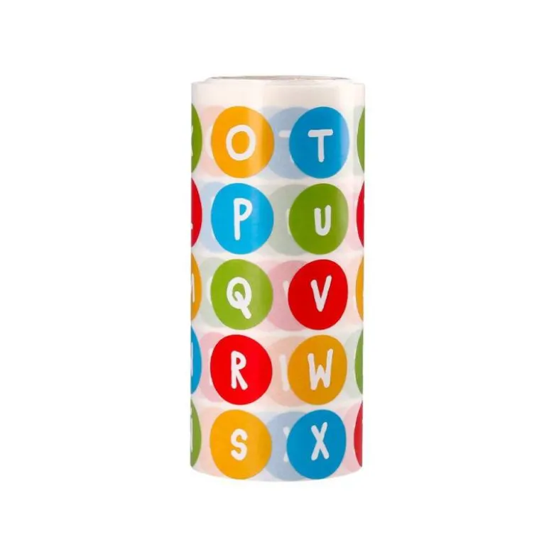 GOMETS LIDERPAPEL AUTOADHESIVO S REDONDO ABECEDARIO 20 MM COLORES SURTIDOS ROLLO DE 1000 UNIDADES EN CAJA DE CARTON