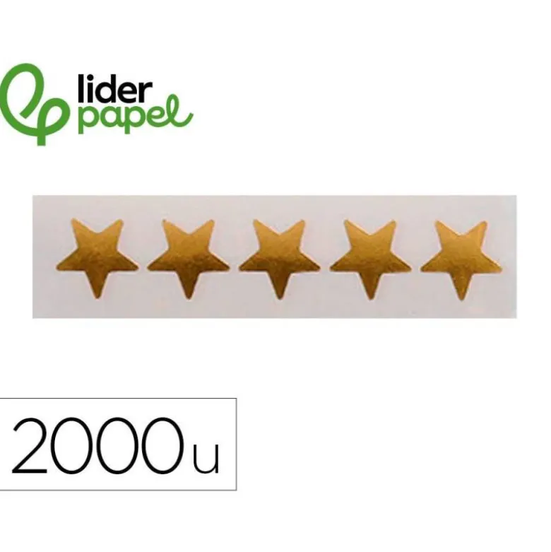 GOMETS LIDERPAPEL AUTOADHESIVO S ESTRELLAS DORADAS SURTIDAS BOLSA DE 5 HOJAS CON 200 UNIDADES