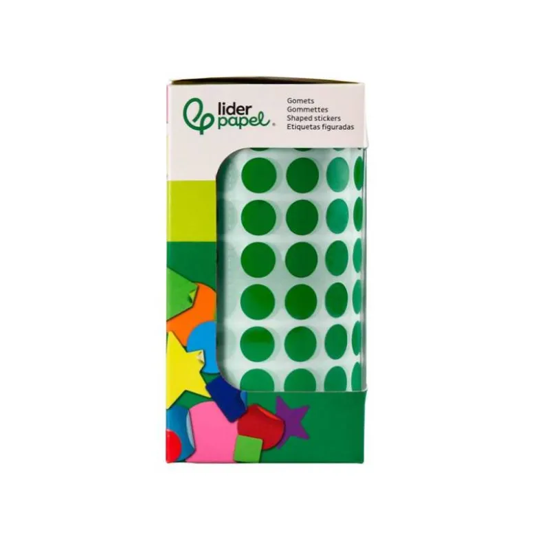 GOMETS LIDERPAPEL AUTOADHESIVO S CIRCULOS 10,5 MM VERDE ROLLO DE 6000 UNIDADES EN CAJA DE CARTON