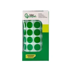 GOMETS LIDERPAPEL AUTOADHESIVO S CIRCULOS 15 MM VERDE ROLLO DE 2500 UNIDADES EN CAJA DE CARTON