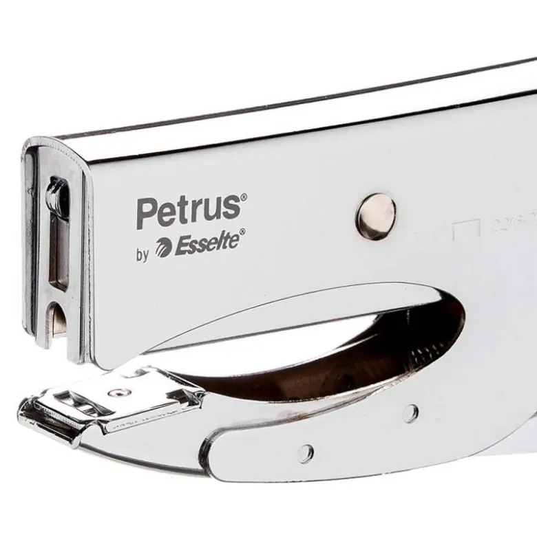 GRAPADORA PETRUS DE TENAZA 222 METALICA CROMADA CAPACIDAD DE GRAPADO 40 HOJAS USA GRAPAS 22/6-8 Y 24/6-8