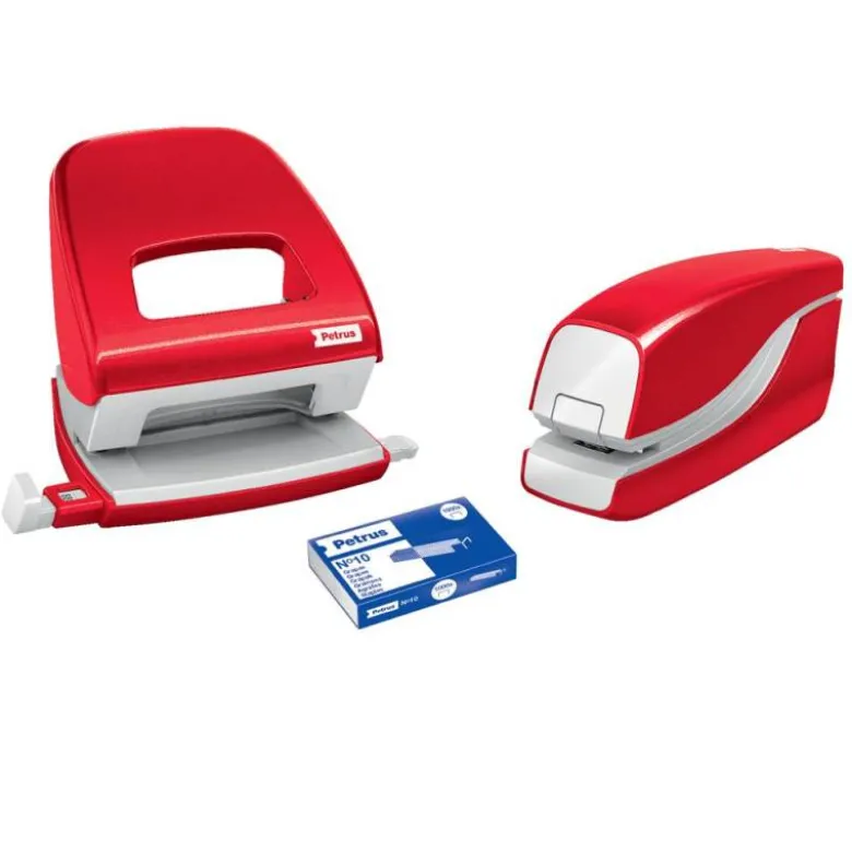 GRAPADORA PETRUS ELECTRICA E-310 CONTACTLESS ROJO METALIZADO CAPACIDAD 12 HOJAS USA GRAPAS Nº 10