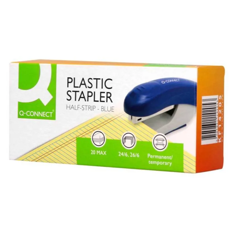 GRAPADORA Q-CONNECT KF14205 PLASTICO ABS AZUL CAPACIDAD 20 HOJAS