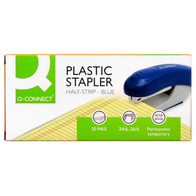 GRAPADORA Q-CONNECT KF14205 PLASTICO ABS AZUL CAPACIDAD 20 HOJAS