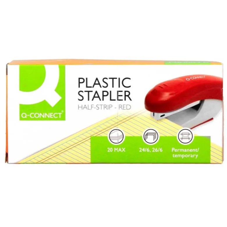 GRAPADORA Q-CONNECT KF14206 PLASTICO ABS ROJA CAPACIDAD 20 HOJAS