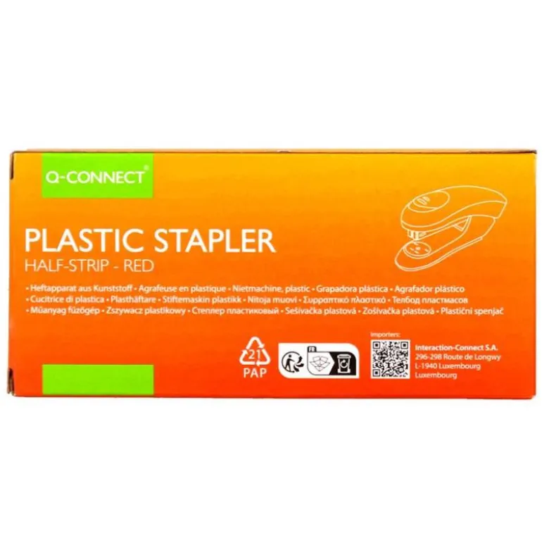 GRAPADORA Q-CONNECT KF14206 PLASTICO ABS ROJA CAPACIDAD 20 HOJAS