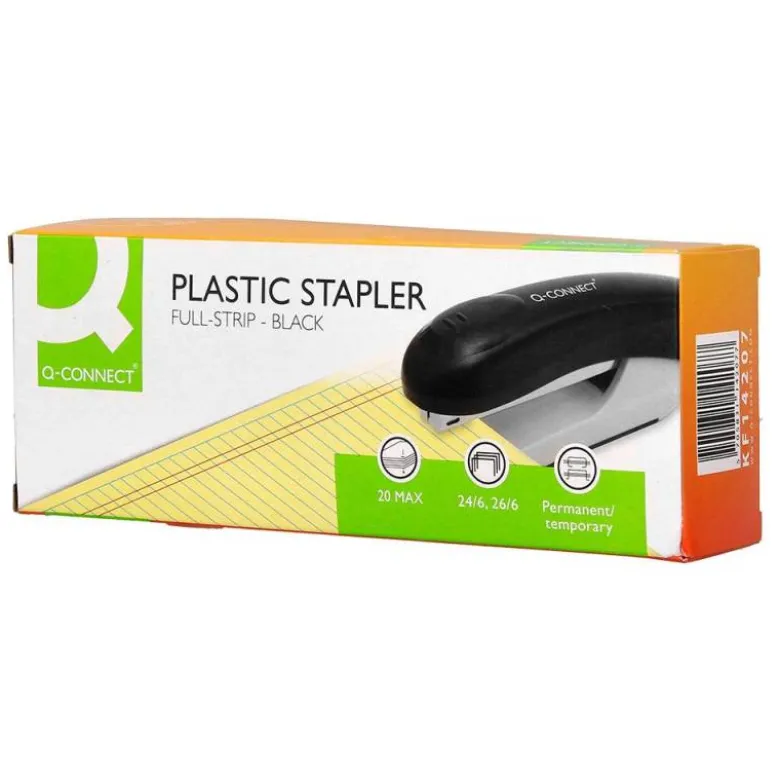 GRAPADORA Q-CONNECT KF14207 PLASTICO ABS NEGRA CAPACIDAD 20 HOJAS