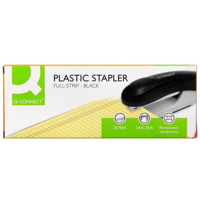 GRAPADORA Q-CONNECT KF14207 PLASTICO ABS NEGRA CAPACIDAD 20 HOJAS