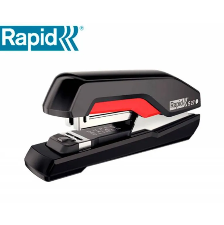 GRAPADORA RAPID S27 FULLSTRIP PLASTICO CAPACIDAD DE GRAPADO 30 HOJAS USA GRAPAS 24/6 Y 26/6 COLOR NEGRO/ROJO