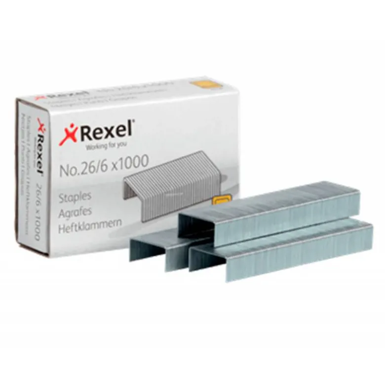 GRAPAS REXEL 26/6 MM GALVANIZADA CAJA DE 1000 UNIDADES