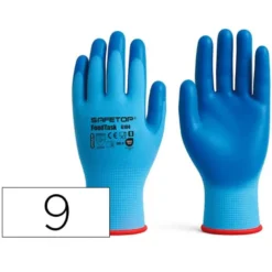 GUANTES DE NITRILO SAFETOP FOODTASK ALIMENTARIO AZUL SOLIDO TALLA 9