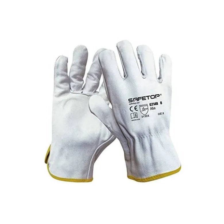 GUANTES DE PIEL SAFETOP ABA STANDARD EN388 100 C COLOR BLANCO TALLA 10