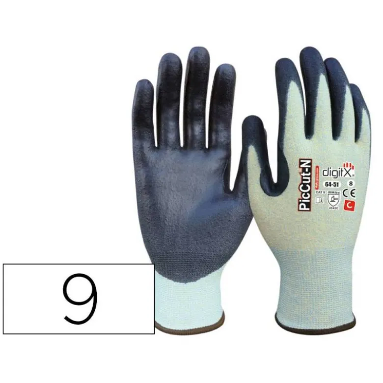 GUANTES DE POLIETILENO SAFETOP PICCUT-N EN388 ANTICORTE CON REFUERZO PULGAR TALLA 9