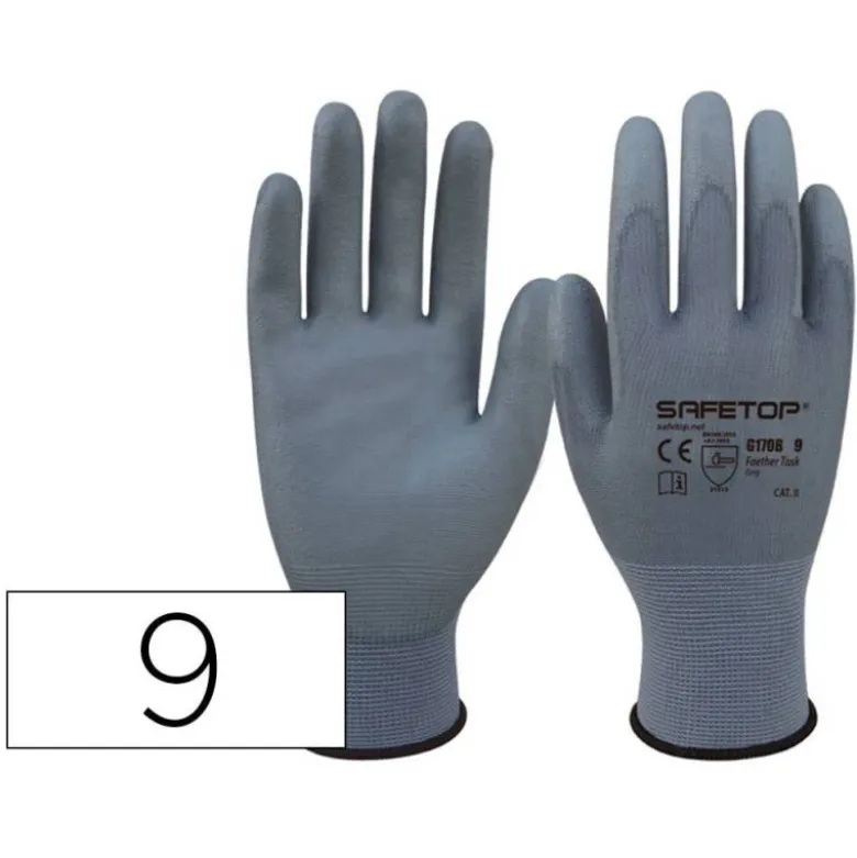 GUANTES DE POLIURETANO SAFETOP FEATHER TASK SINTETICO TALLA 9
