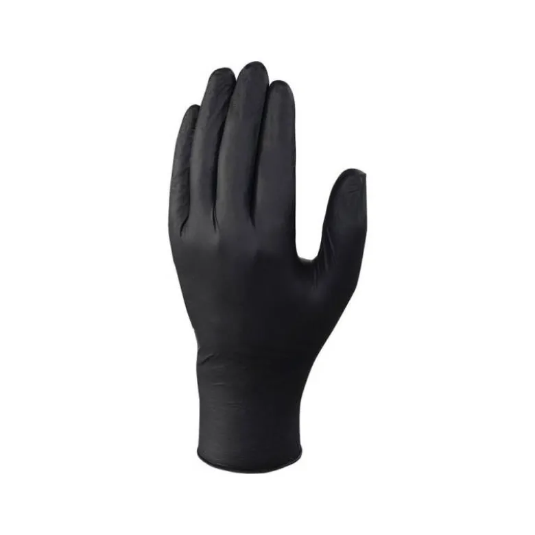 Guantes deltaplus de nitrilo desechable negro caja de 100 unidades talla 9-10