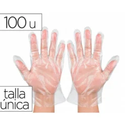 GUANTES DE PLASTICO DESECHABLES TALLA UNICA CAJA 100 UDS