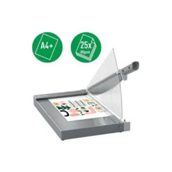 GUILLOTINA DE PALANCA LEITZ PRECISION OFFICE PRO A4+ BASE CRISTAL LONGITUD CORTE 381 MM CAPACIDAD DE CORTE 25 HOJAS